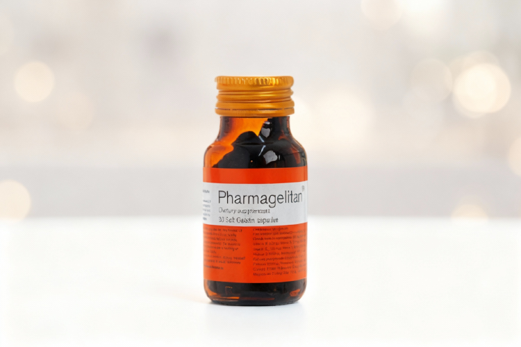 تصویر کپسول فارماژلیتان روی سطح سفید برای نمایش جزئیات محصول